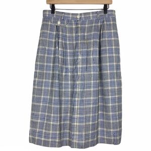 TALBOTS Skirt Vintage Plaid Linen School Girl Dark Academia Preppy Midi Size 14